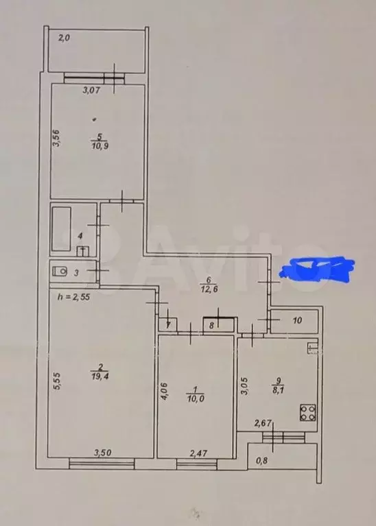 3-к. квартира, 70 м, 9/9 эт. - Фото 0