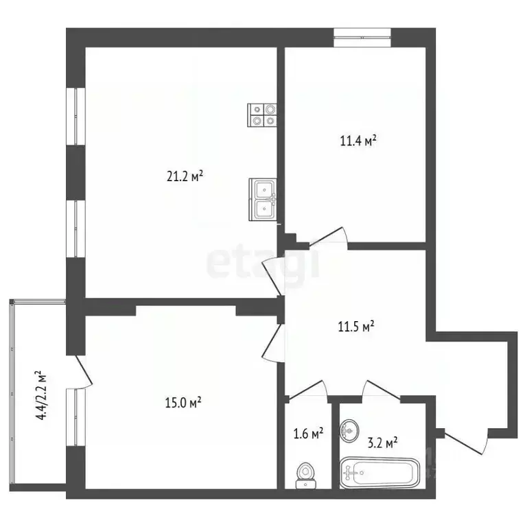 2-к кв. Московская область, Коломна ул. Ленина, 153Б (66.1 м) - Фото 2