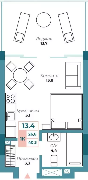 1-комнатная квартира: Алушта, Набережная улица, 18 (40.3 м) - Фото 0