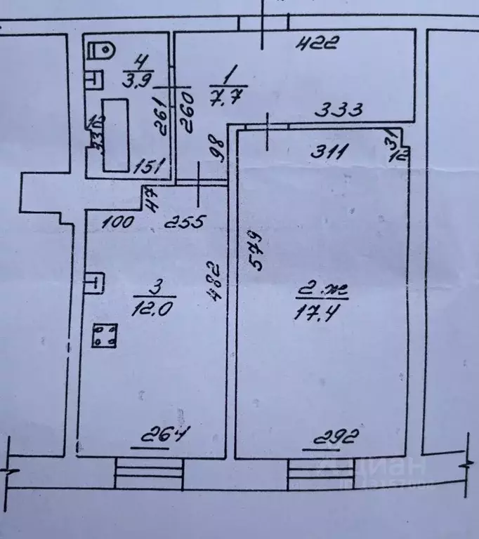 1-к кв. Калининградская область, Калининград ул. Маршала Борзова (41.0 ... - Фото 2