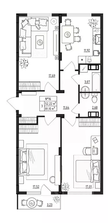 3-к кв. Ленинградская область, Гатчинский муниципальный округ, д. ... - Фото 1