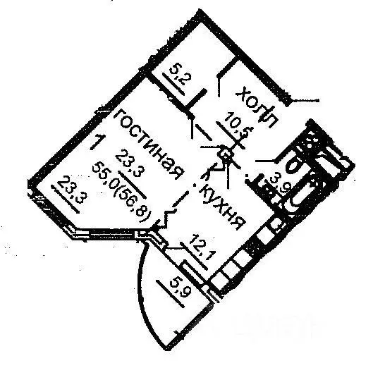 Квартира, 1 комната, 55 м - Фото 0