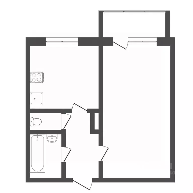 1-к кв. Тюменская область, Тюмень Мельничная ул., 24а (32.5 м) - Фото 2