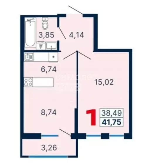 1-комнатная квартира: Екатеринбург, ЖК ДНК: Дом на Куйбышева (41.75 м) - Фото 0