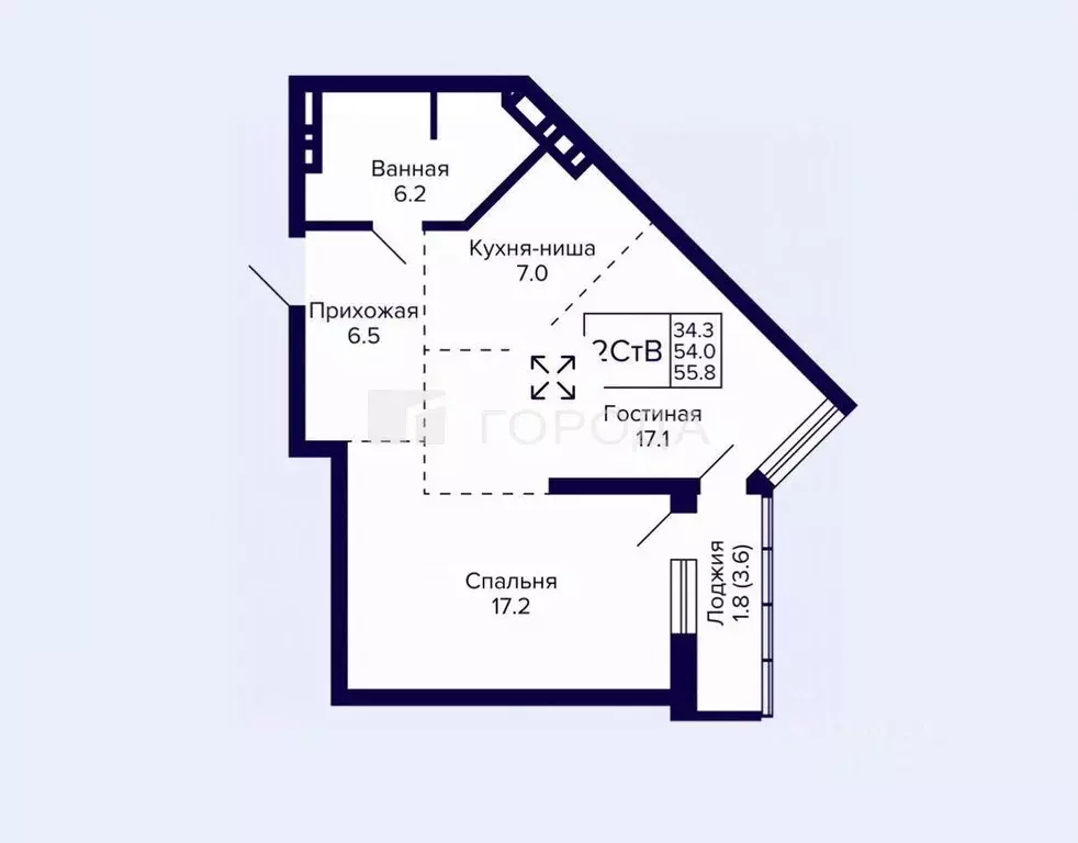 1-к кв. Новосибирская область, Новосибирск ул. Фрунзе, 220 (54.1 м) - Фото 1