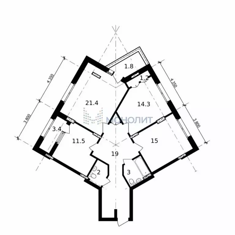 3-комнатная квартира: Нижний Новгород, улица Владимира Высоцкого, 1 ... - Фото 1