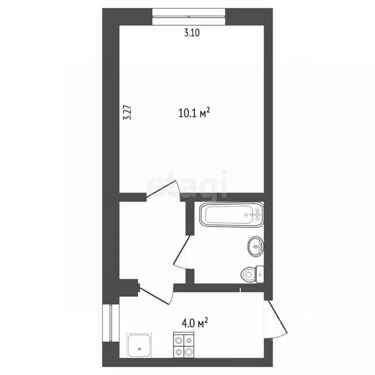 Студия Тюменская область, Тюмень ул. 30 лет Победы, 73 (15.4 м) - Фото 2