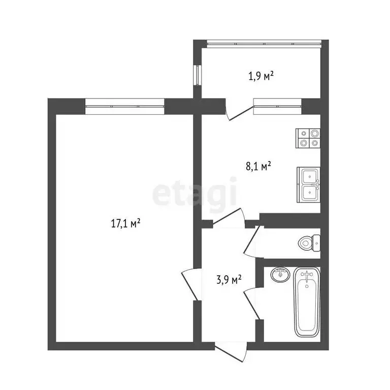 1-комнатная квартира: Псков, улица Юности, 15/130 (32.8 м) - Фото 1
