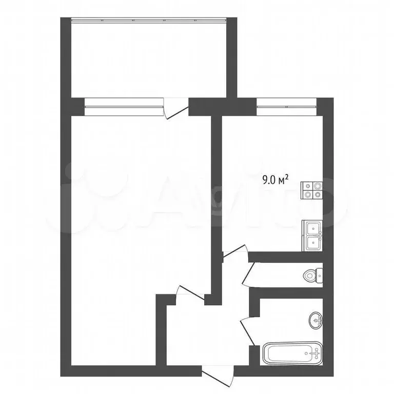 1-к. квартира, 34 м, 9/9 эт. - Фото 0