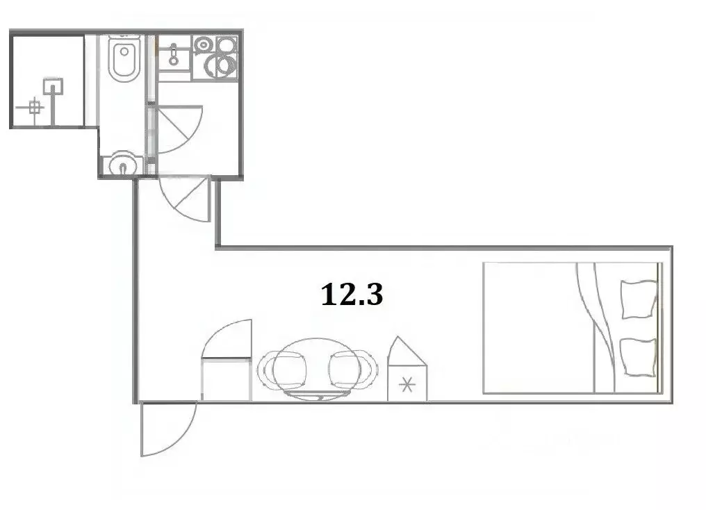 Студия Санкт-Петербург ул. Чехова, 3 (12.3 м) - Фото 1