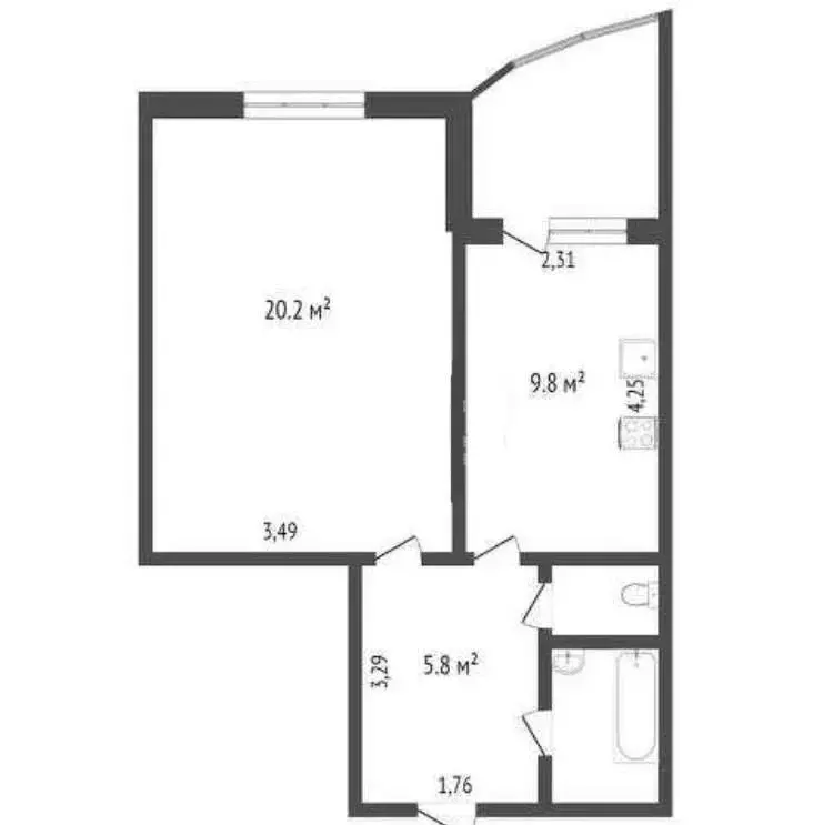 1-к кв. Ханты-Мансийский АО, Сургут тракт Югорский, 1 (45.0 м) - Фото 1