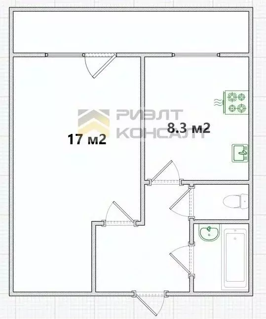 1-к кв. Омская область, Омск Мельничная ул., 91 (37.0 м) - Фото 1