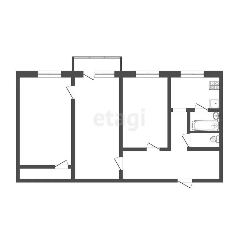 3-комнатная квартира: посёлок Автополигон, 3 (55.3 м) - Фото 0