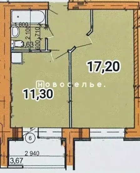 1-к кв. Рязанская область, Рыбное Березовая ул., 7 (40.3 м) - Фото 1