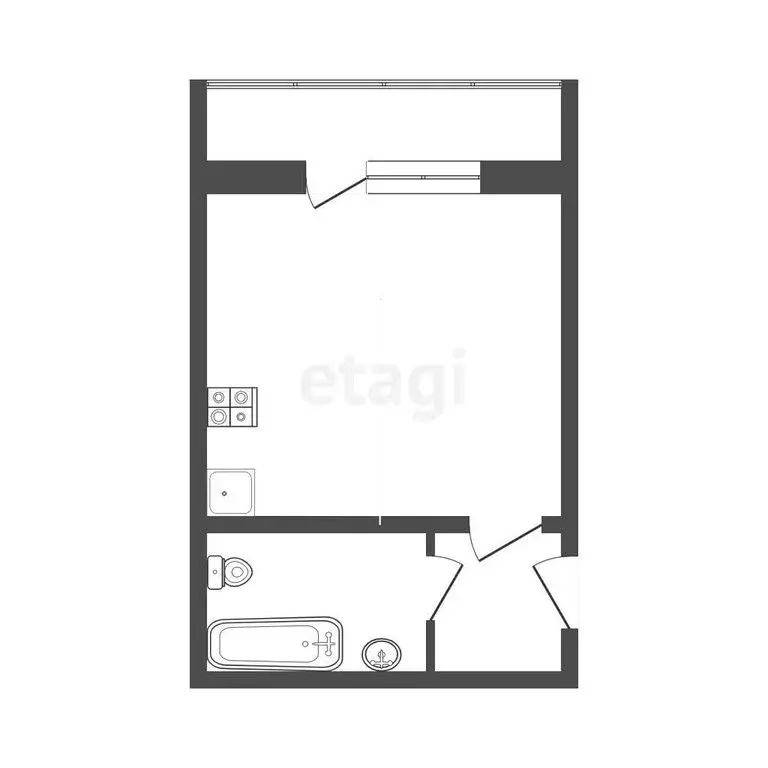 Квартира-студия: Челябинск, улица Братьев Кашириных, 131 (23.6 м) - Фото 1