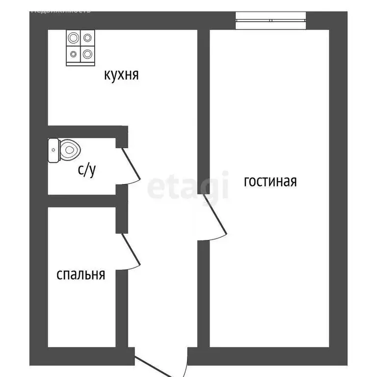 1к в -комнатной квартире (28.1 м) - Фото 1