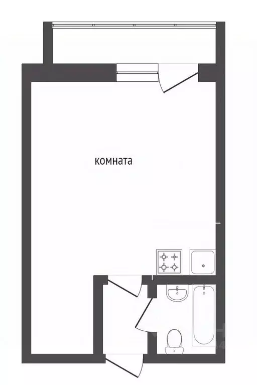 Студия Тюменская область, Тюмень ул. Дмитрия Менделеева, 2 (29.8 м) - Фото 2