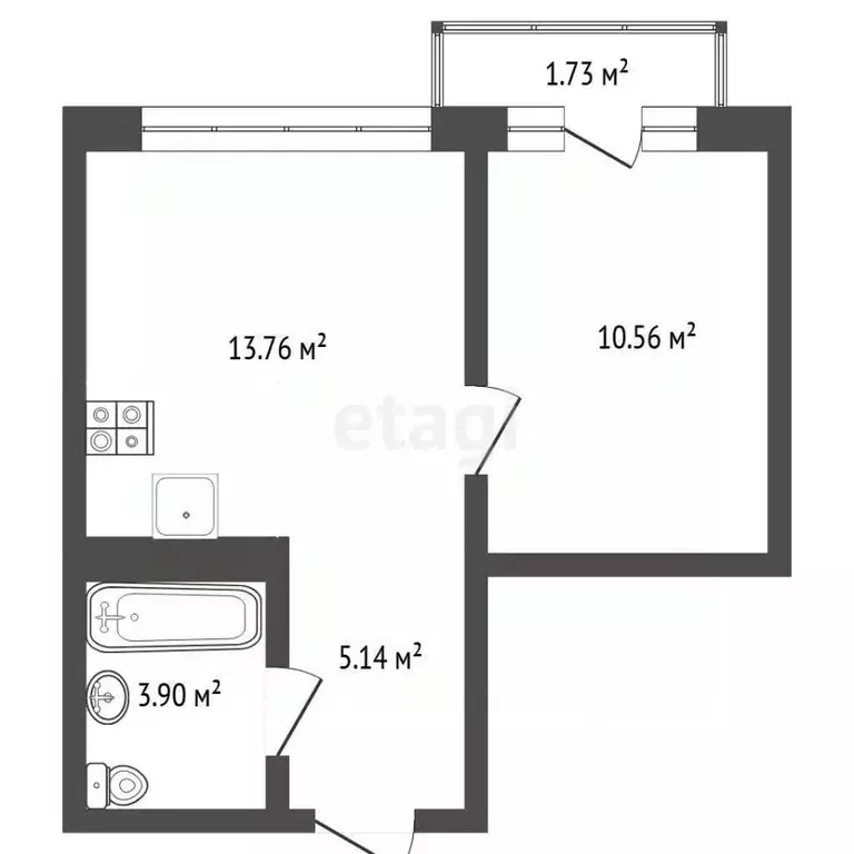 1-к кв. Тюменская область, Тюмень ул. Василия Малкова, 10 (35.1 м) - Фото 2