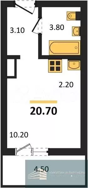 Квартира-студия, 20,7 м, 2/17 эт. - Фото 0