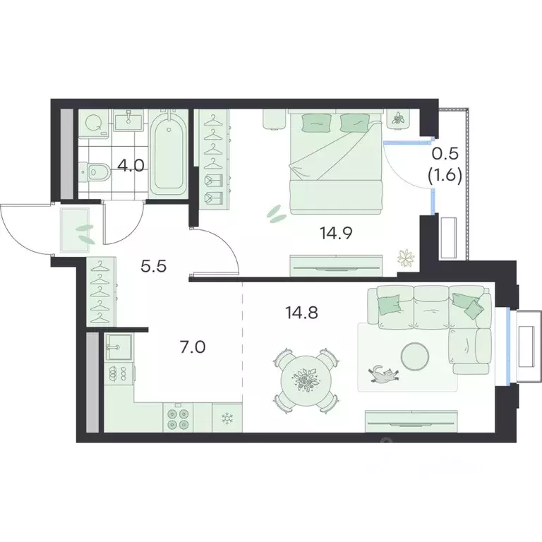 2-к кв. Московская область, Раменское G3 Михалевич жилой комплекс ... - Фото 1