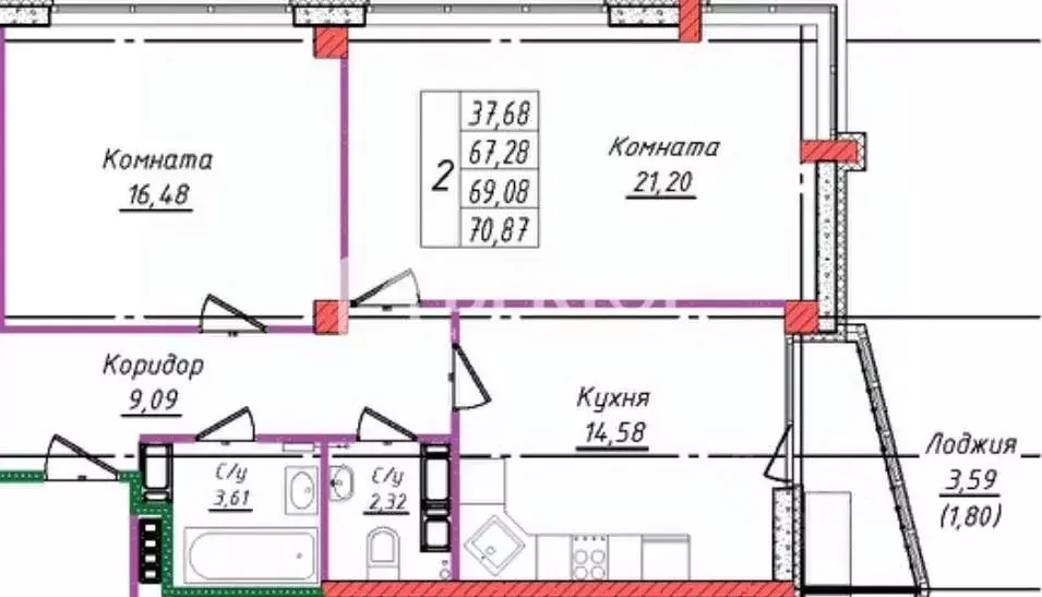 2-к кв. Ивановская область, Иваново ул. Голубева, 16 (69.0 м) - Фото 1