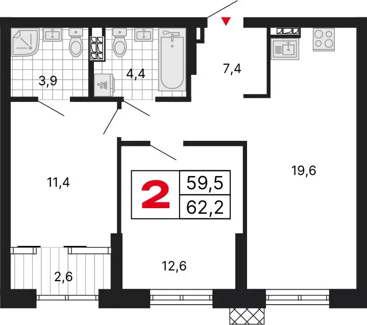 2-комнатная квартира: Екатеринбург, улица Амундсена, 2 (62.25 м) - Фото 2