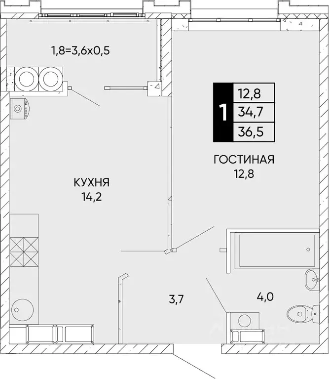 1-к кв. Ростовская область, Ростов-на-Дону Левобережье жилой комплекс ... - Фото 0