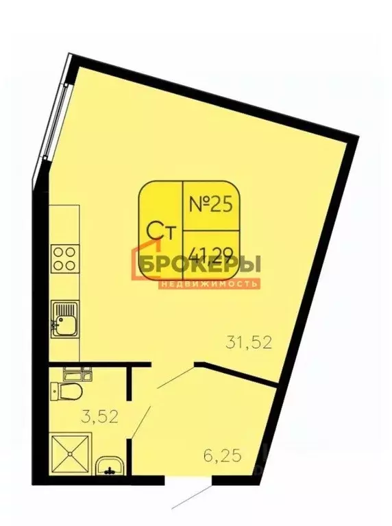 Студия Крым, Сакский район, с. Фрунзе ул. Мира, 27А (41.3 м) - Фото 1