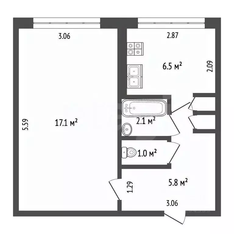 1-к кв. Мордовия, Саранск ул. Крылова, 61А (33.2 м) - Фото 2