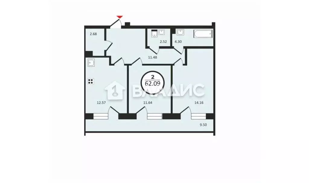 2-к кв. Воронежская область, Воронеж Одесская ул., 24 (62.09 м) - Фото 1