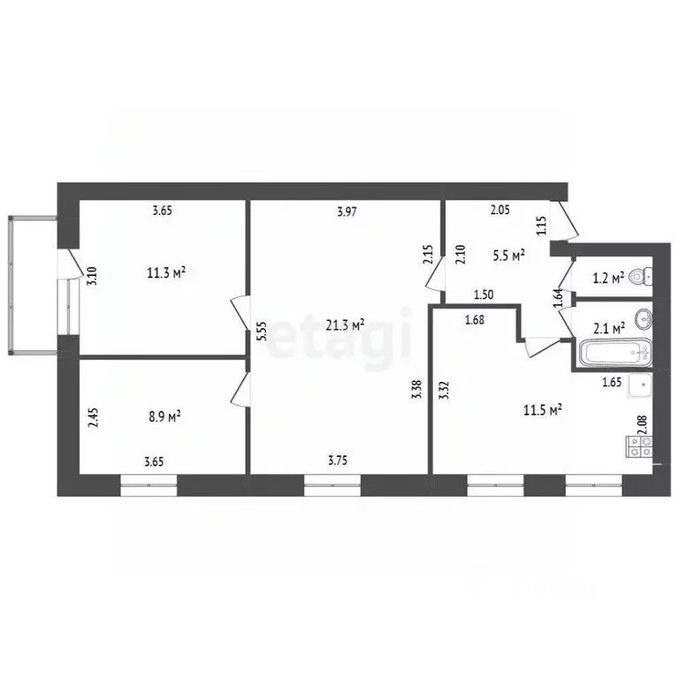 3-к кв. Воронежская область, Борисоглебск Северный мкр, 32 (62.1 м) - Фото 2