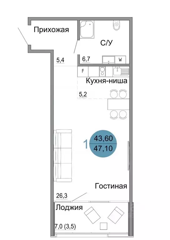 1-к кв. Крым, Керчь Белый город жилой комплекс (47.1 м) - Фото 0