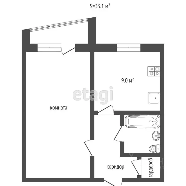1-к кв. Тюменская область, Тюмень Ткацкий проезд, 5 (33.8 м) - Фото 2