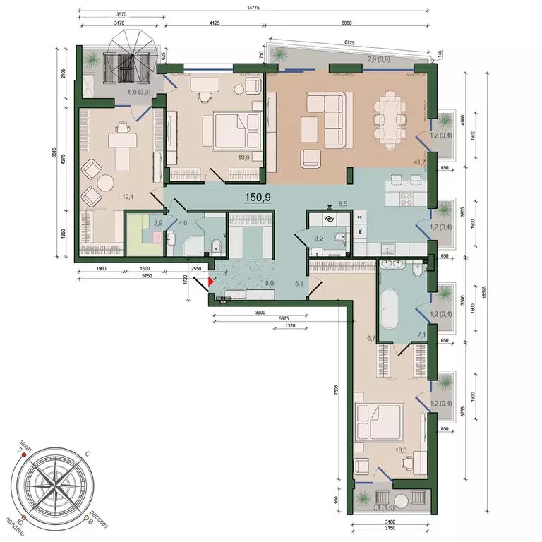 3-комнатная квартира: Калининград, улица Молодой Гвардии, 34 (150.9 м) - Фото 0