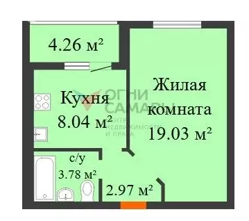 1-комнатная квартира: Самара, улица Николая Баженова, 6 (38.6 м) - Фото 0