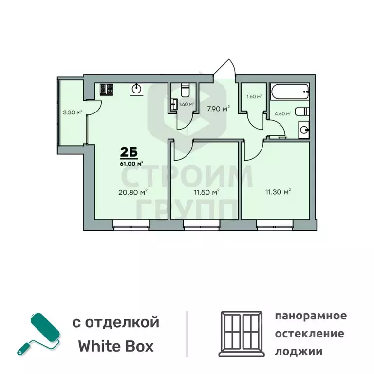 2-к кв. владимирская область, ковров еловая ул, 94/3 (61.0 м) - Фото 0