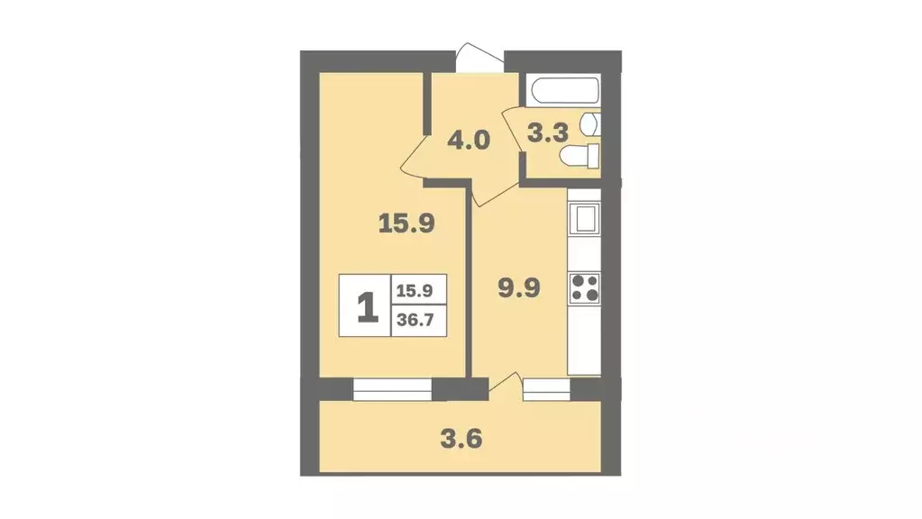 1-к кв. Башкортостан, Уфа Дагестанская ул., лит12 (36.7 м) - Фото 1
