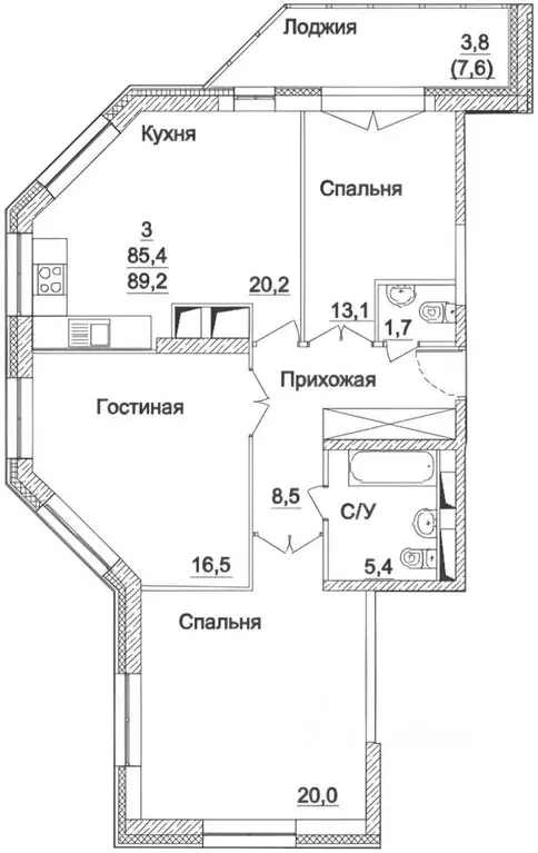 3-к кв. Москва Хорошевское ш., 25Ак2 (88.0 м) - Фото 2