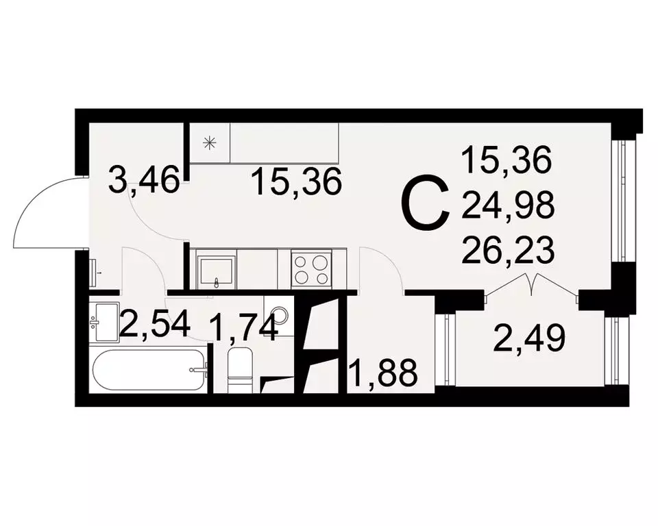 Квартира-студия: Тула, Одоевское шоссе, 73 (26.23 м) - Фото 0