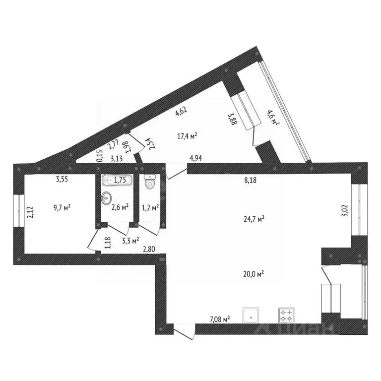 3-к кв. Башкортостан, Уфа ул. Юрия Гагарина, 14 (82.3 м) - Фото 1