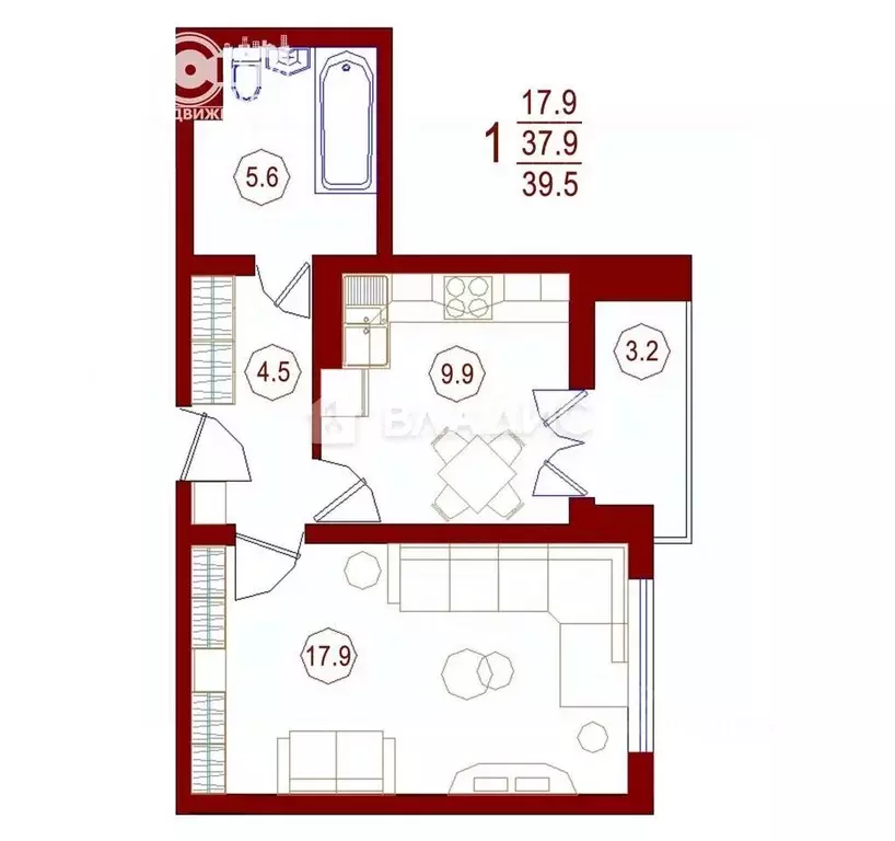 1-к кв. Воронежская область, Воронеж Крымская ул., 3/1 (38.0 м) - Фото 1