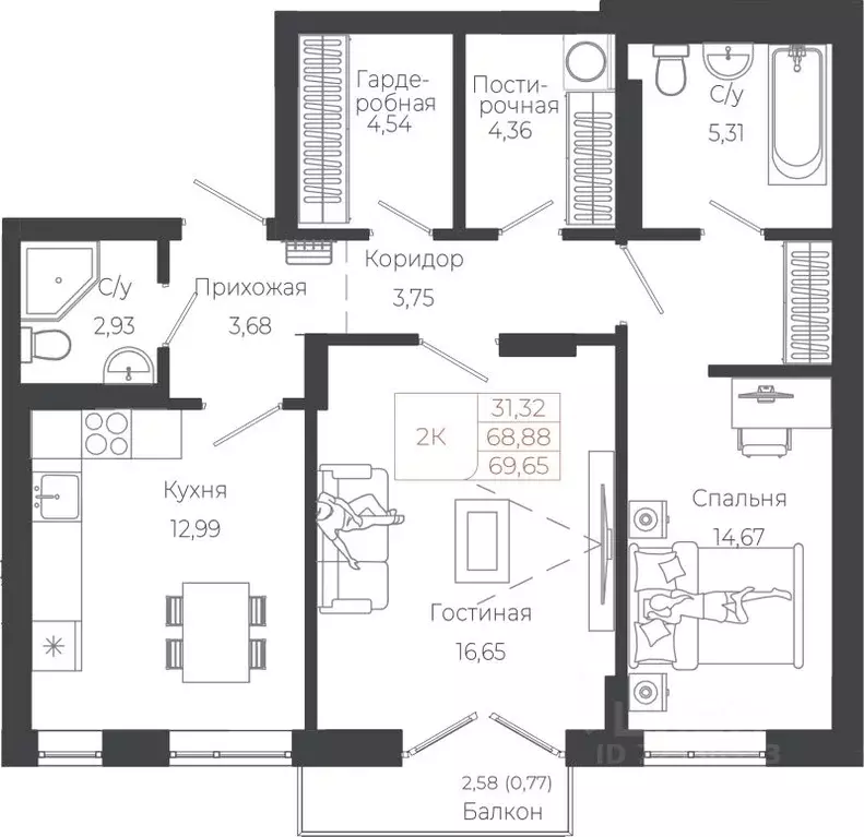 2-к кв. Алтай, Майминский район, с. Майма ул. Энергетиков (69.65 м) - Фото 0