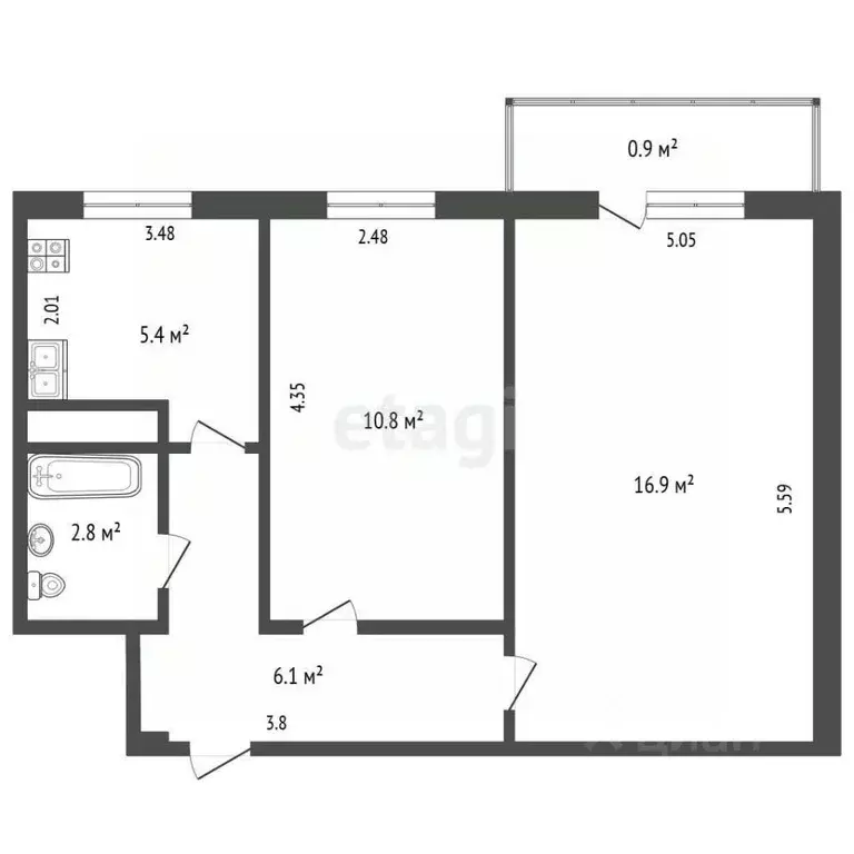 2-к кв. Псковская область, Печоры Заводская ул., 3б (42.0 м) - Фото 2