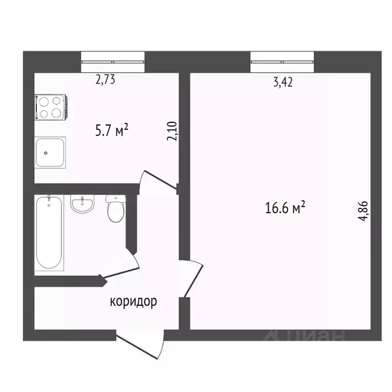 1-к кв. Ханты-Мансийский АО, Сургут ул. Губкина, 17 (29.3 м) - Фото 1