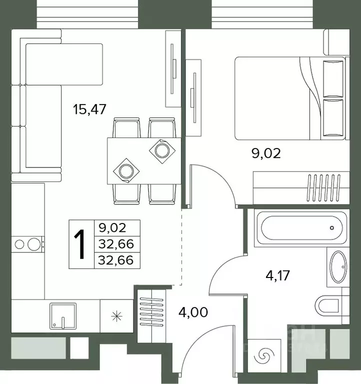 2-к кв. Московская область, Серпухов  (32.66 м) - Фото 1