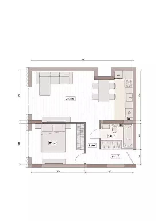 2-комнатная квартира: Кемерово, улица Терешковой, 39А (50 м) - Фото 2