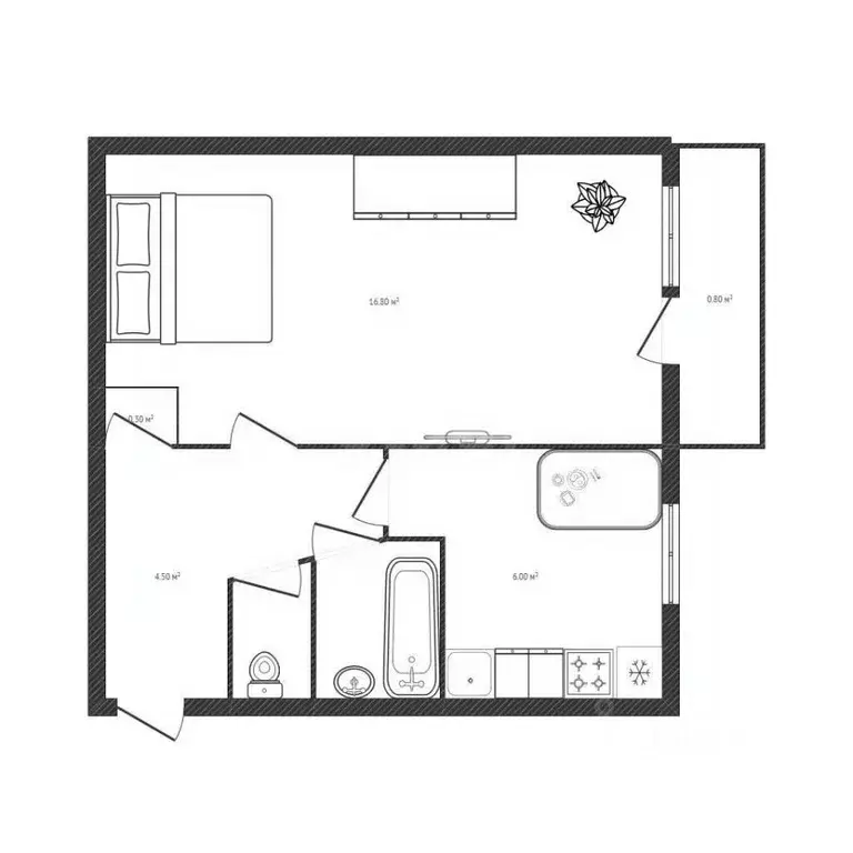 1-к кв. Брянская область, Брянск Московский просп., 26 (30.6 м) - Фото 1