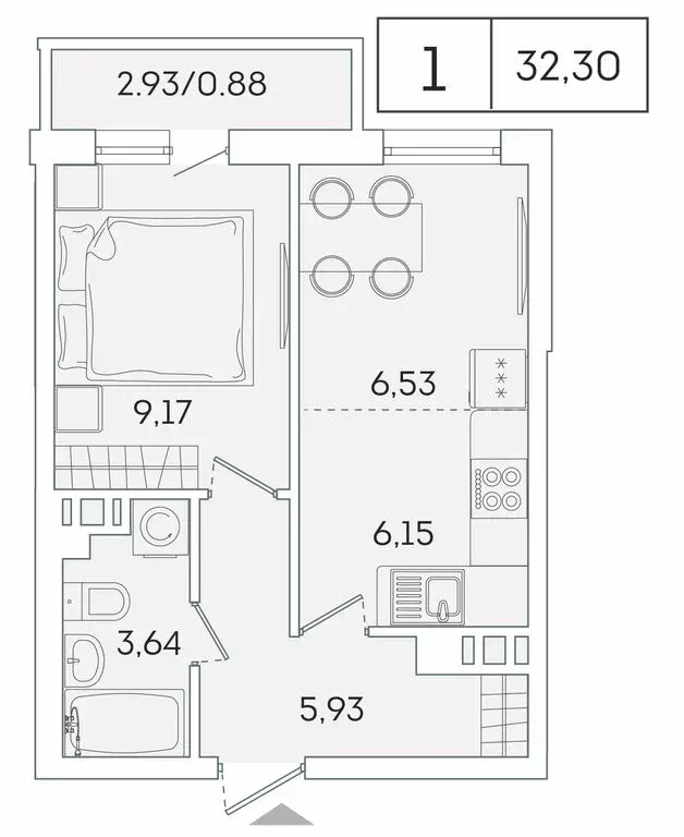 1-комнатная квартира: Мурино, Графская улица, 6к1 (31.8 м) - Фото 0