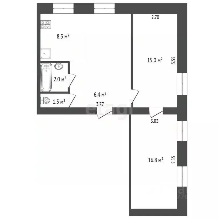 3-к кв. Ямало-Ненецкий АО, Новый Уренгой Таежная ул., 1А (60.1 м) - Фото 2
