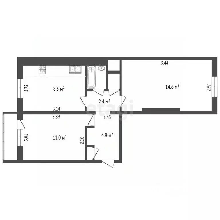 2-к кв. Московская область, Ленинский городской округ, пос. Петровское ... - Фото 1